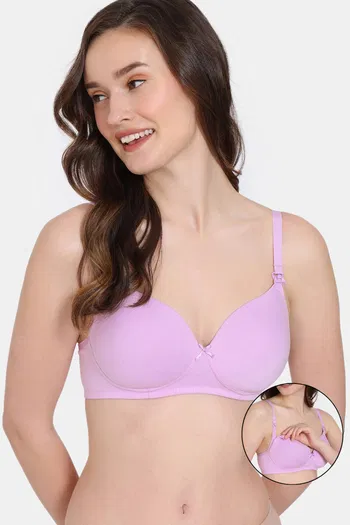 Buy Zivame Maternity Padded Non Wired 3/4th Coverage Maternity / Nursing Bra - Violet Tulle